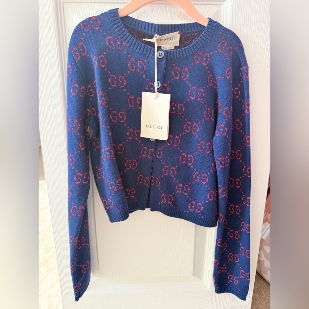 Gucci Kid’s Navy and Red Cardigan